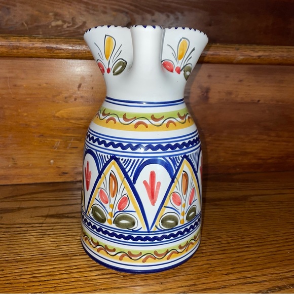 Hand painted art pottery pitcher signed, numbered, from Spain Ceramica De La Cal - Picture 3 of 11
